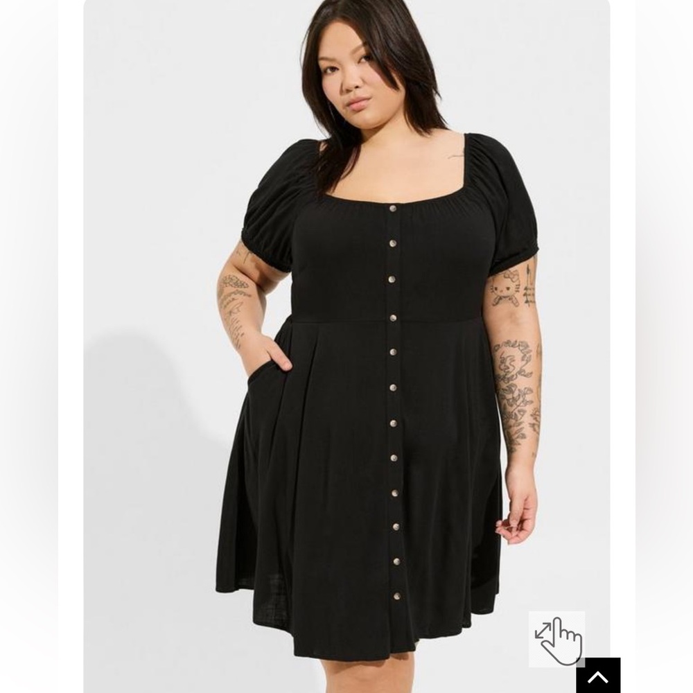 Torrid Mini Rayon Button Front Skater Dress